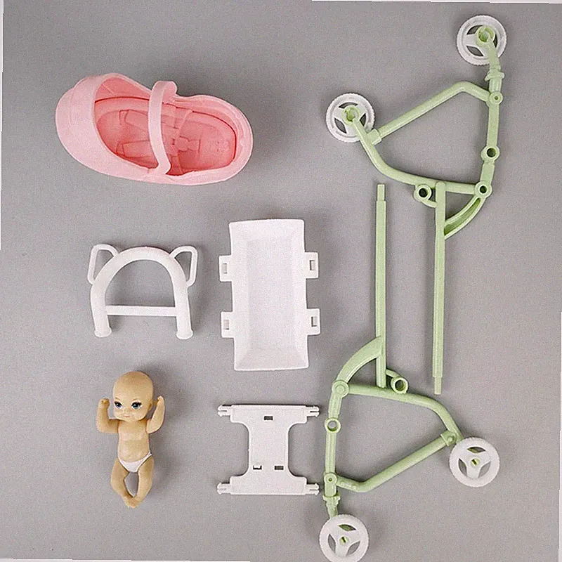 1:12 DIY Montage Spielzeug Baby Puppe Wagen Miniatur Puppenhaus Zubehör