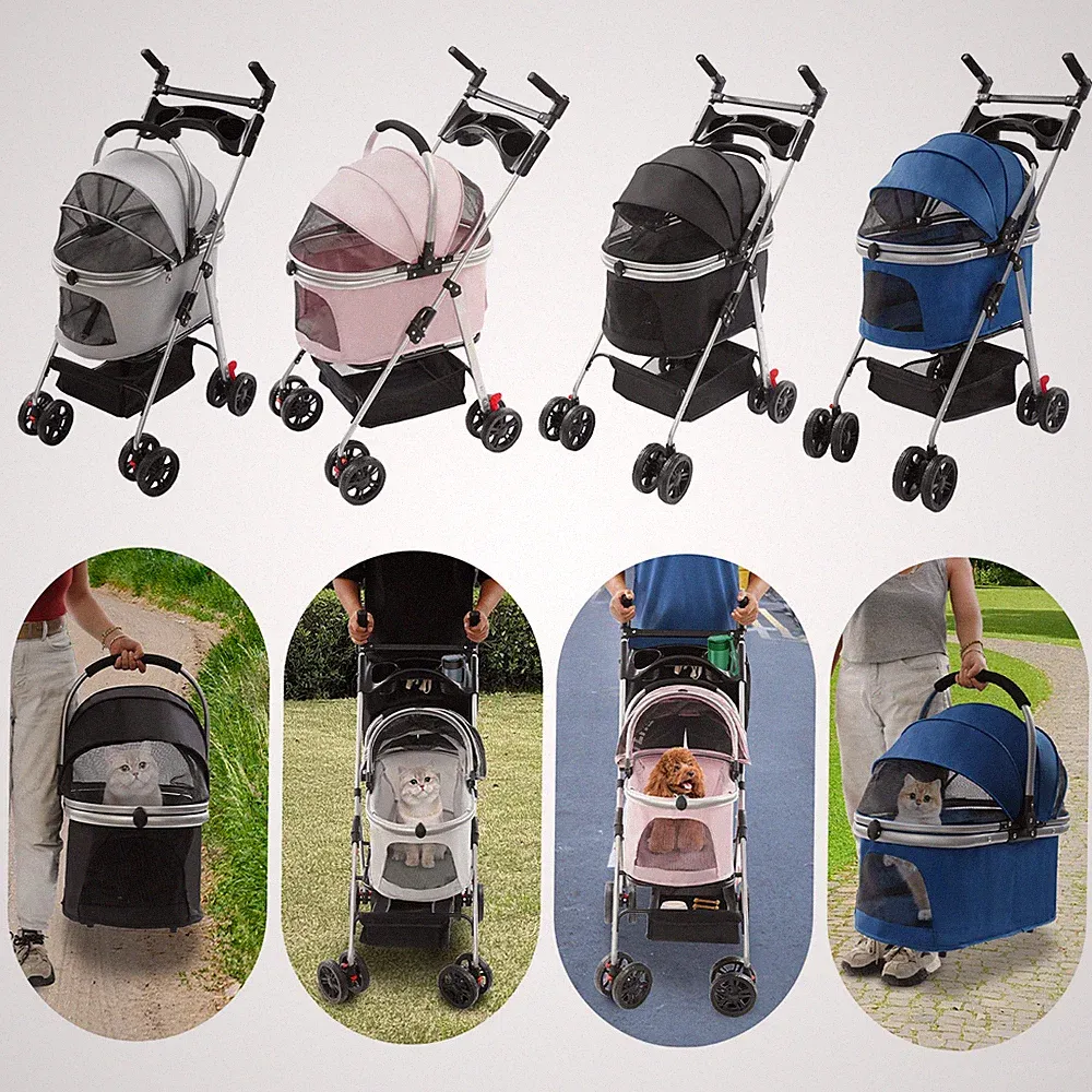 12Kg Trolley Haustier-Kinderwagen Faltbarer Haustier Katze Und Hund Tierwagen