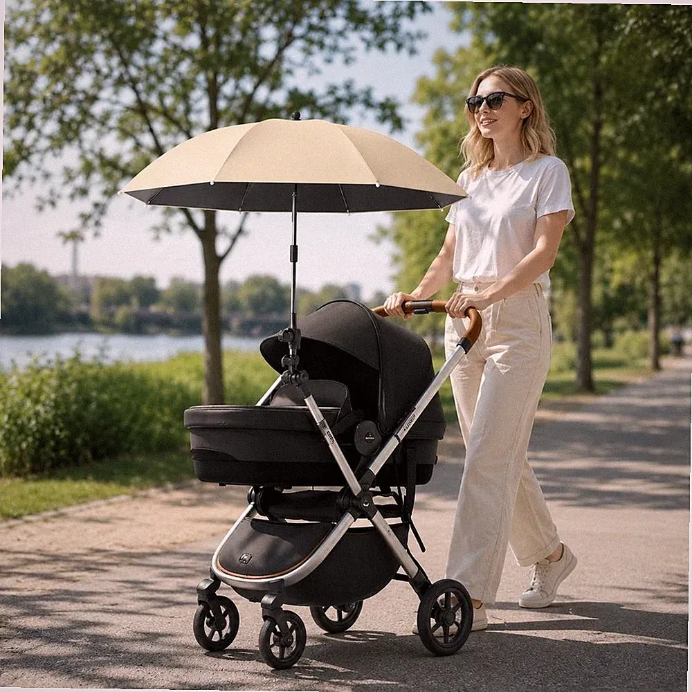 uv schirm kinderwagen beige
