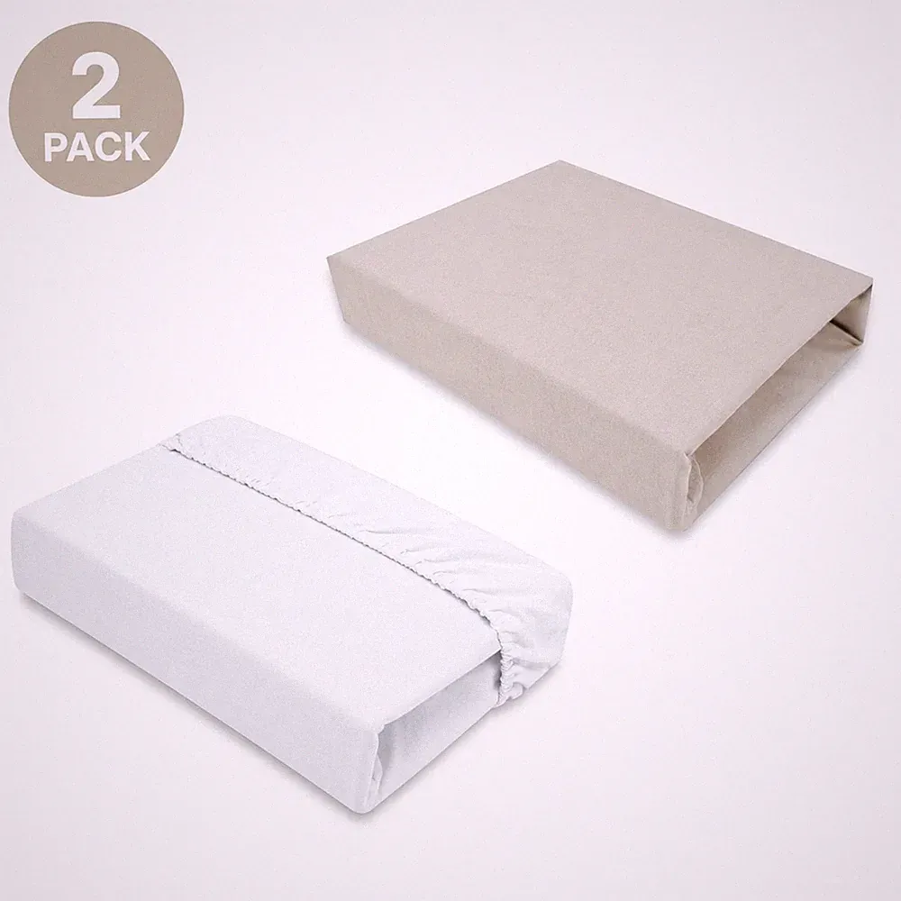 2-Pack Baby Spannbettlaken 40x90 Baumwolle Weiß Beige