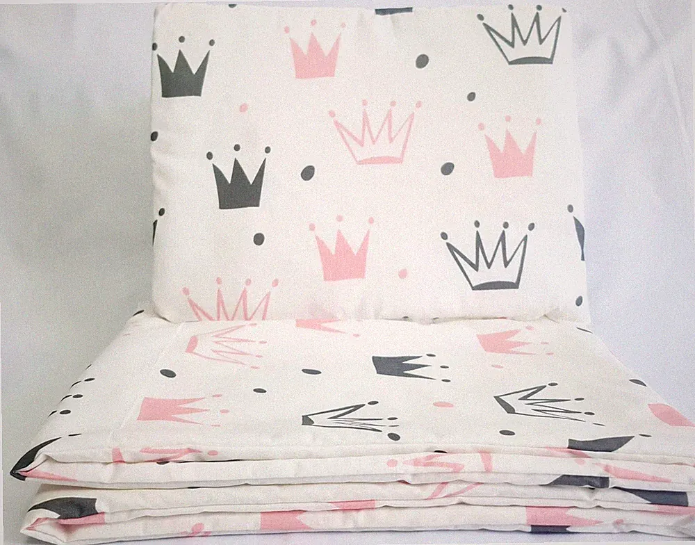 2 tlg Bettwäsche Set für Kinderwagen Beistellbett Chicco Next To Me Rosa Kronen Prinzessin