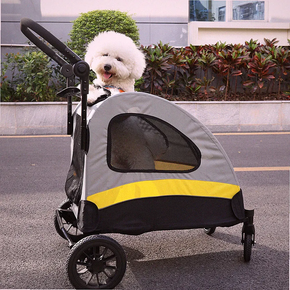 2 Türen Hunde Kinderwagen Faltbarer Haustiere Reisewagen Verstellbarer Griff DHL