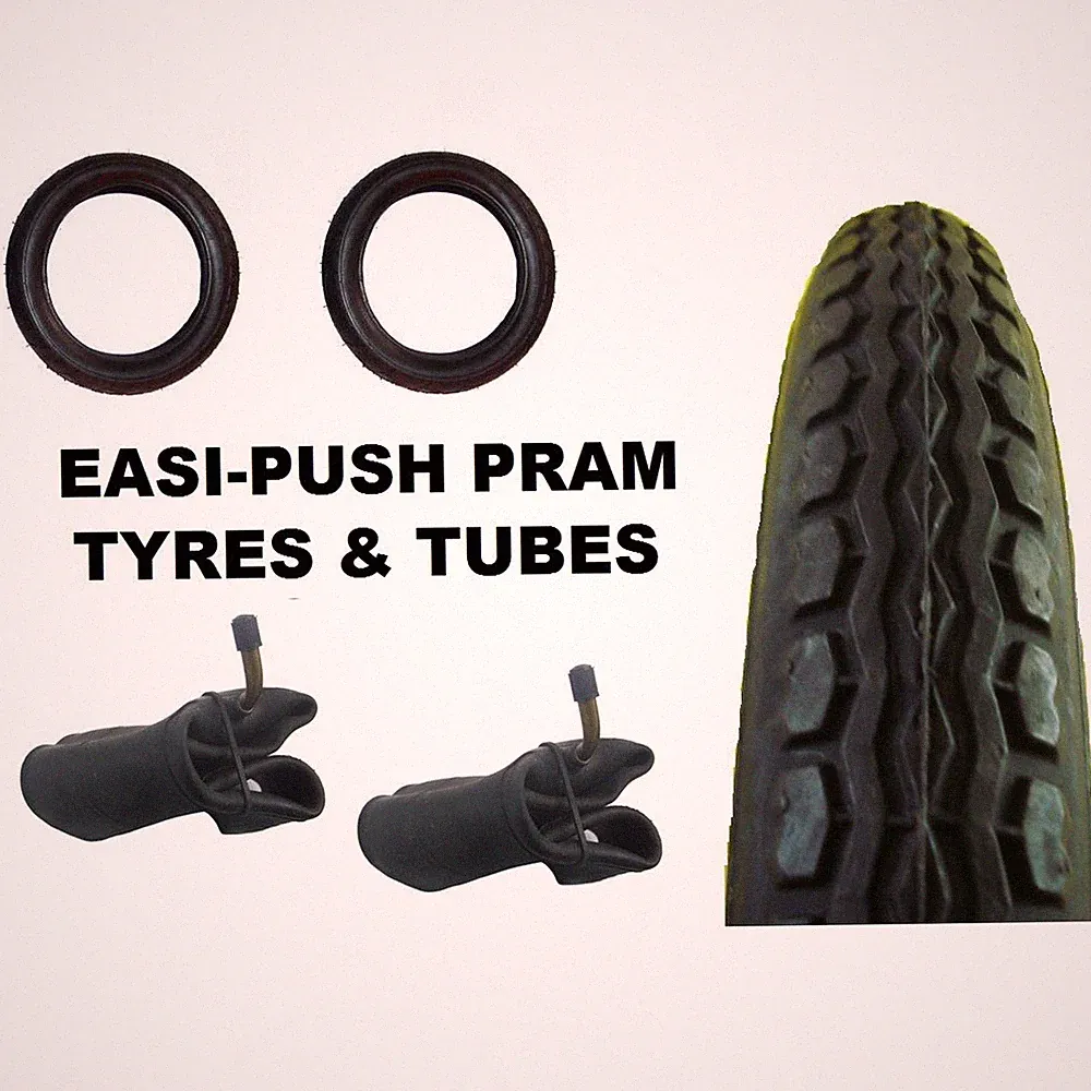 2 X Emmaljunga Mondial Easi-Push Wagen Reifen 12 1/2 " X 2 1/4 + Bent Ventil