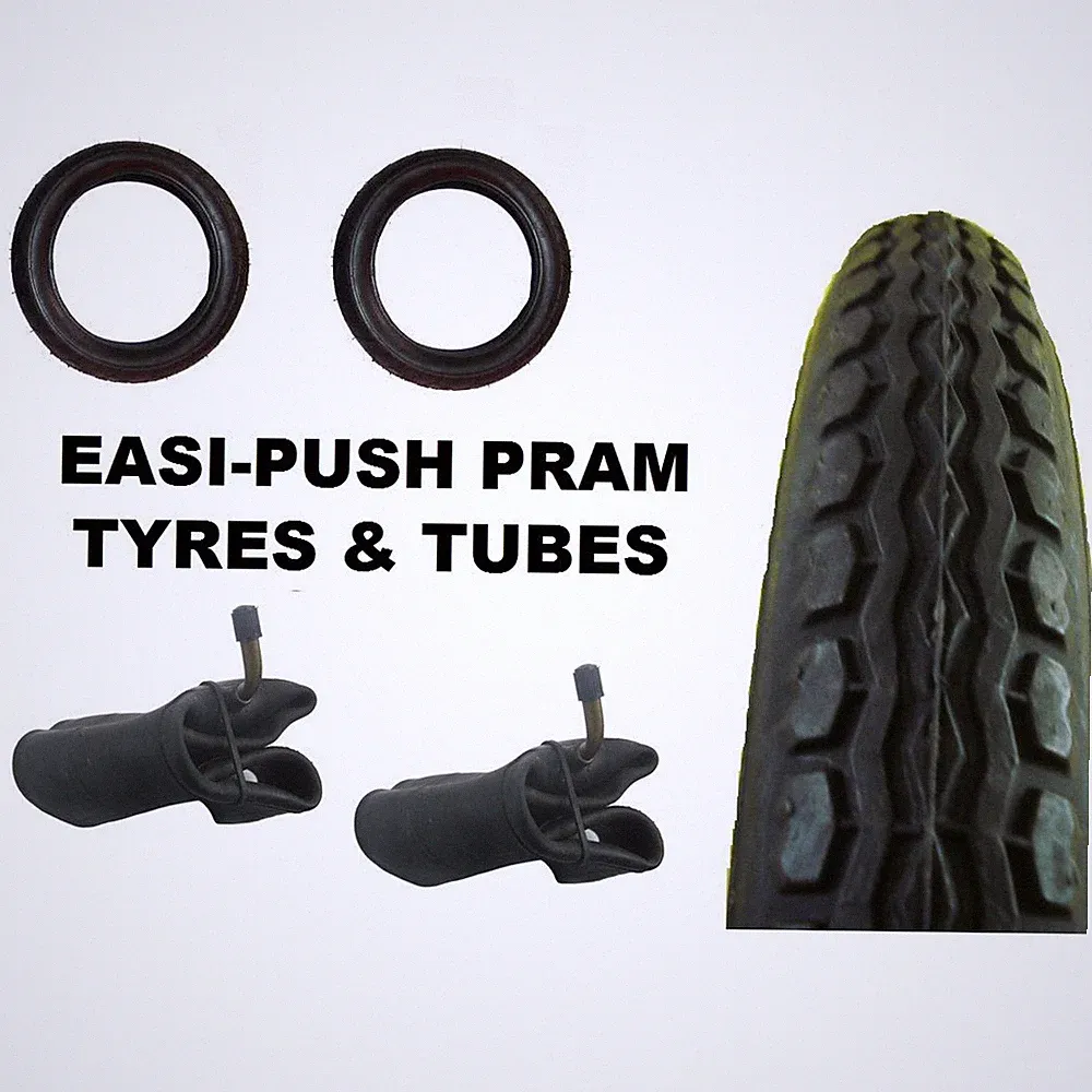 2 X Emmaljunga Smart Easi-Push Wagen Reifen 12 1/2 " X 2 1/4 + Gebogen Ventil