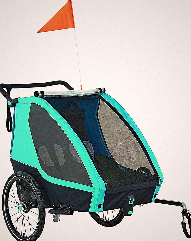 20 Zoll Prophete Fahrrad Anhänger für 2 Kinder max.18+18kg mit Buggy Funktion