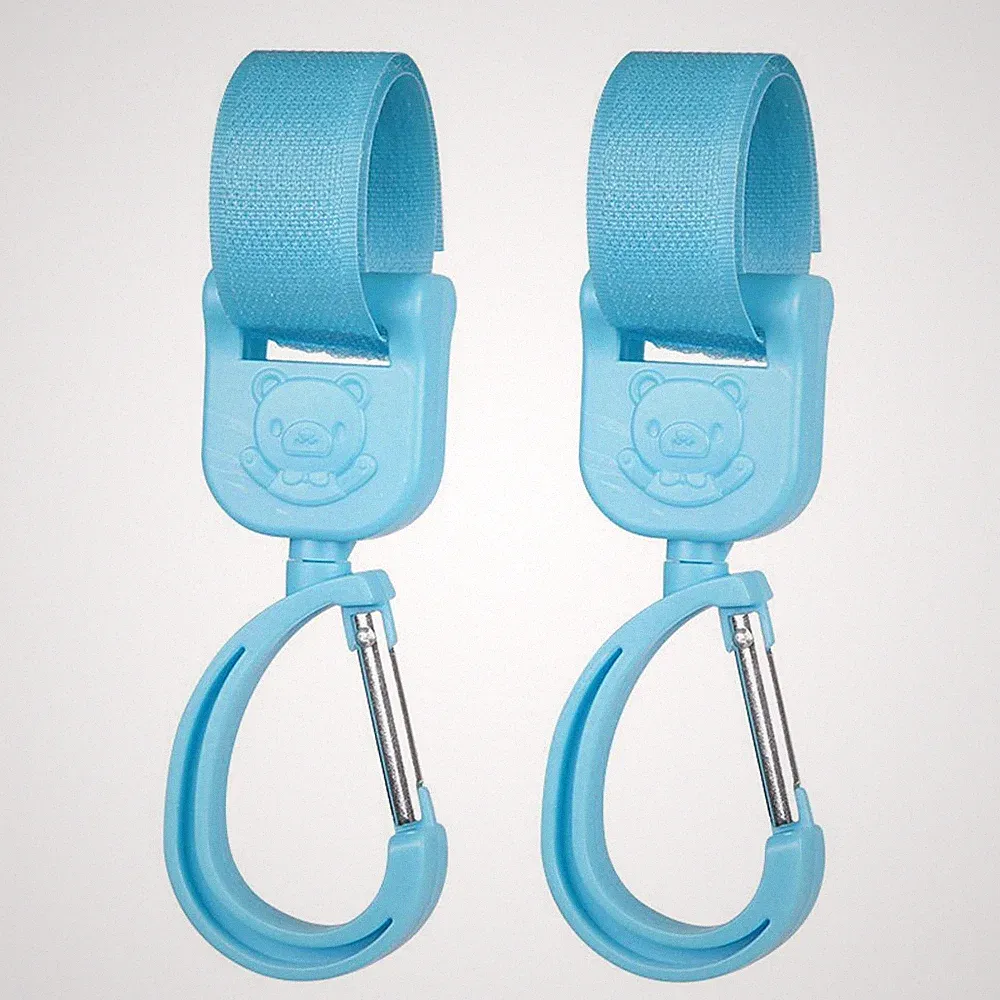 2Pcs Kinderwagen Haken Buggy Haken Kinderwagen Klettverschluss Karabiner Clips