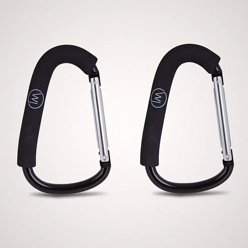 2X Karabiner für Kinderwagen XXL Haken für Wickeltasche, Einkaufshaken für Buggy
