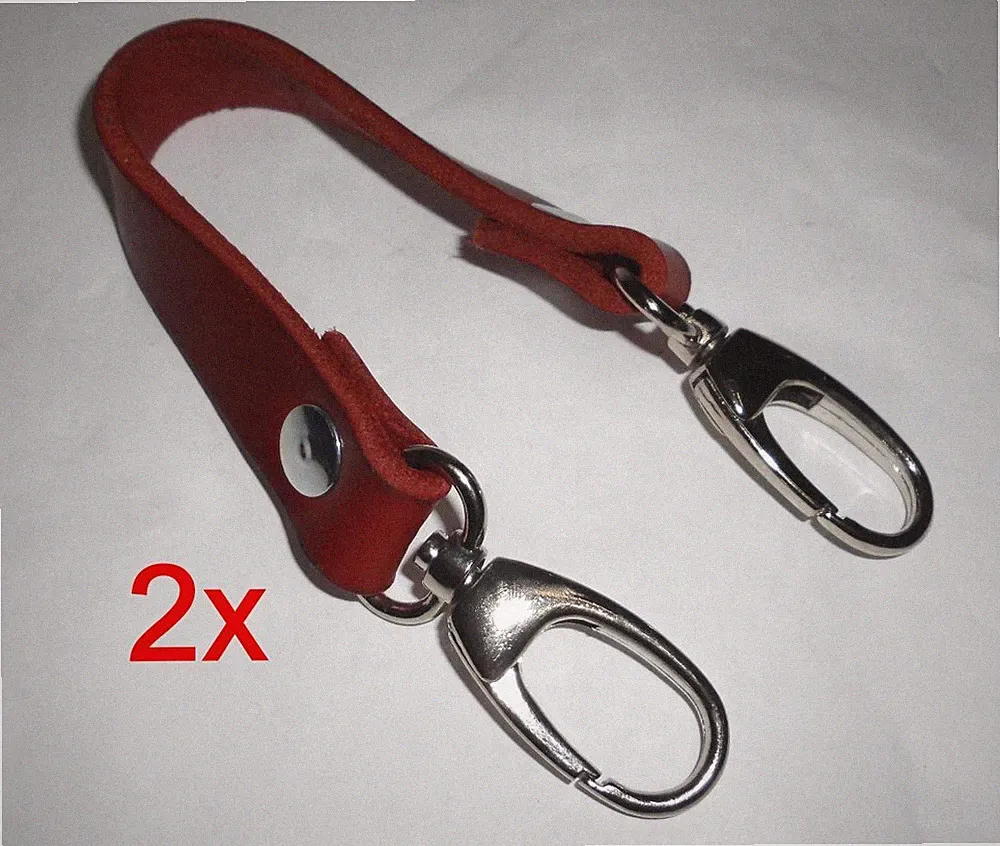 2x Kinderwagen Buggy Leder-Clips mit Karabiner Befestigung Babytasche Handtasche