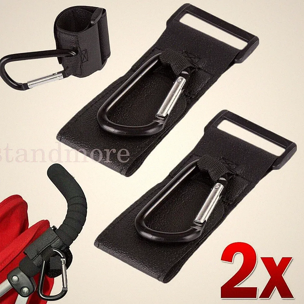 2x Leder Buggy Clips Kinderwagenhaken für Taschen Baby Kinderwagenclips Kinderwagenhaken