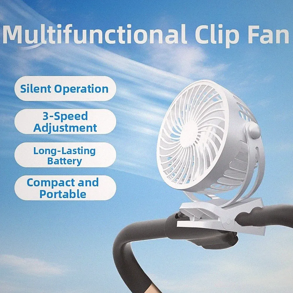 3 Geschwindigkeiten USB Clip Ventilator für Kinderwagen kompakt 350g mit 360