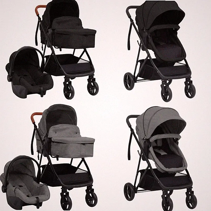 3-in-1 2-in-1 Kinderwagen Stahl Kombikinderwagen Faltbar Anthrazit / Hellgrau