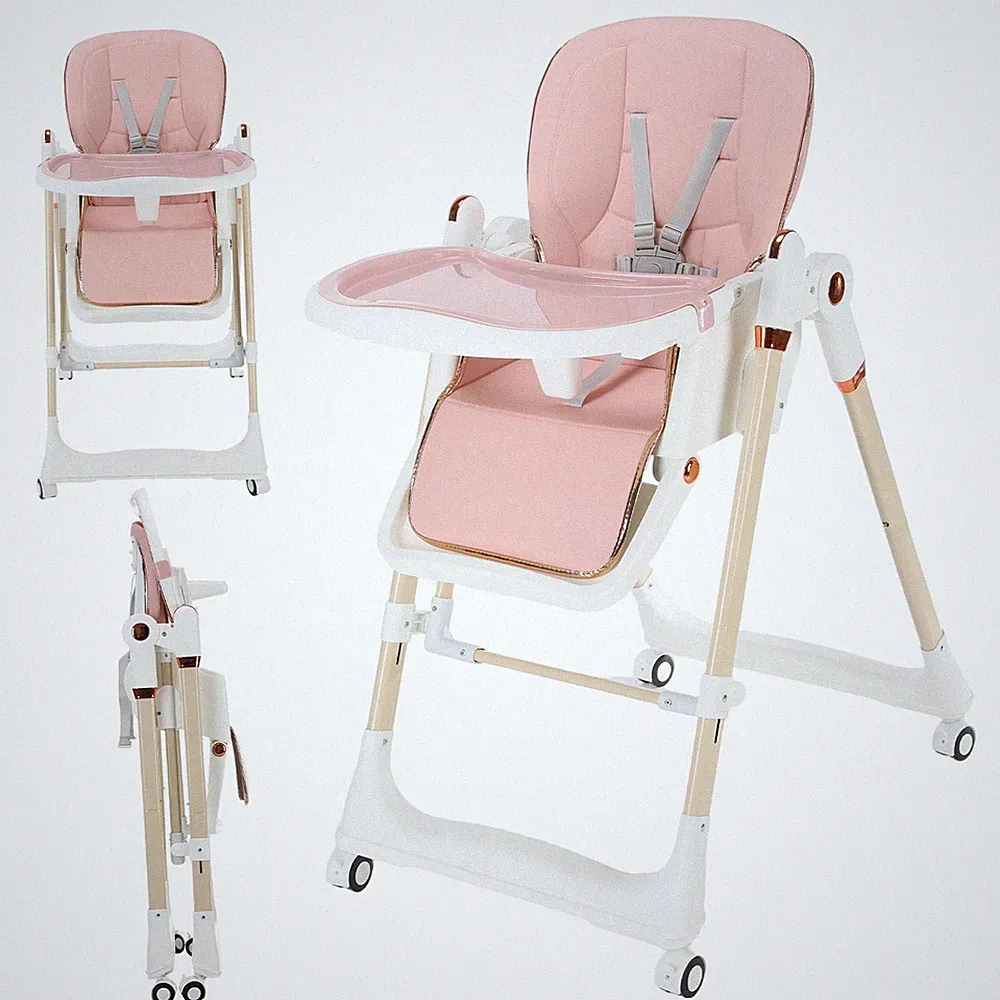 3-in-1-babyschaukel, Kinderhochstuhl Mit Rollen, Kinderwagen, Zusammenklappbar