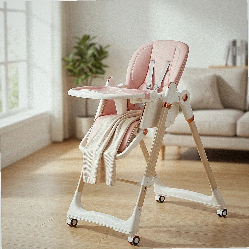 3-in-1 Hochstuhl Wippe Babystuhl Kinderwagen Kinderhochstuhl klappbar mit Rollen