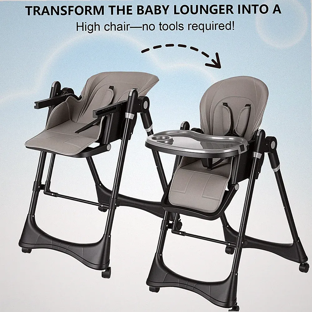 3 in 1 Hochstuhl Wippe Babystuhl Kinderwagen Kinderhochstuhl klappbar mit Rollen