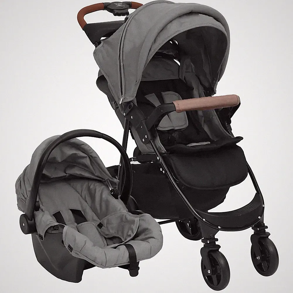 3-in-1 Kinderwagen Hellgrau Stahl