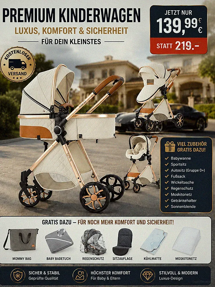 3 in 1 Kinderwagen, mit Autositz, mit Baby Buggy, uvm, kostenloser Versand