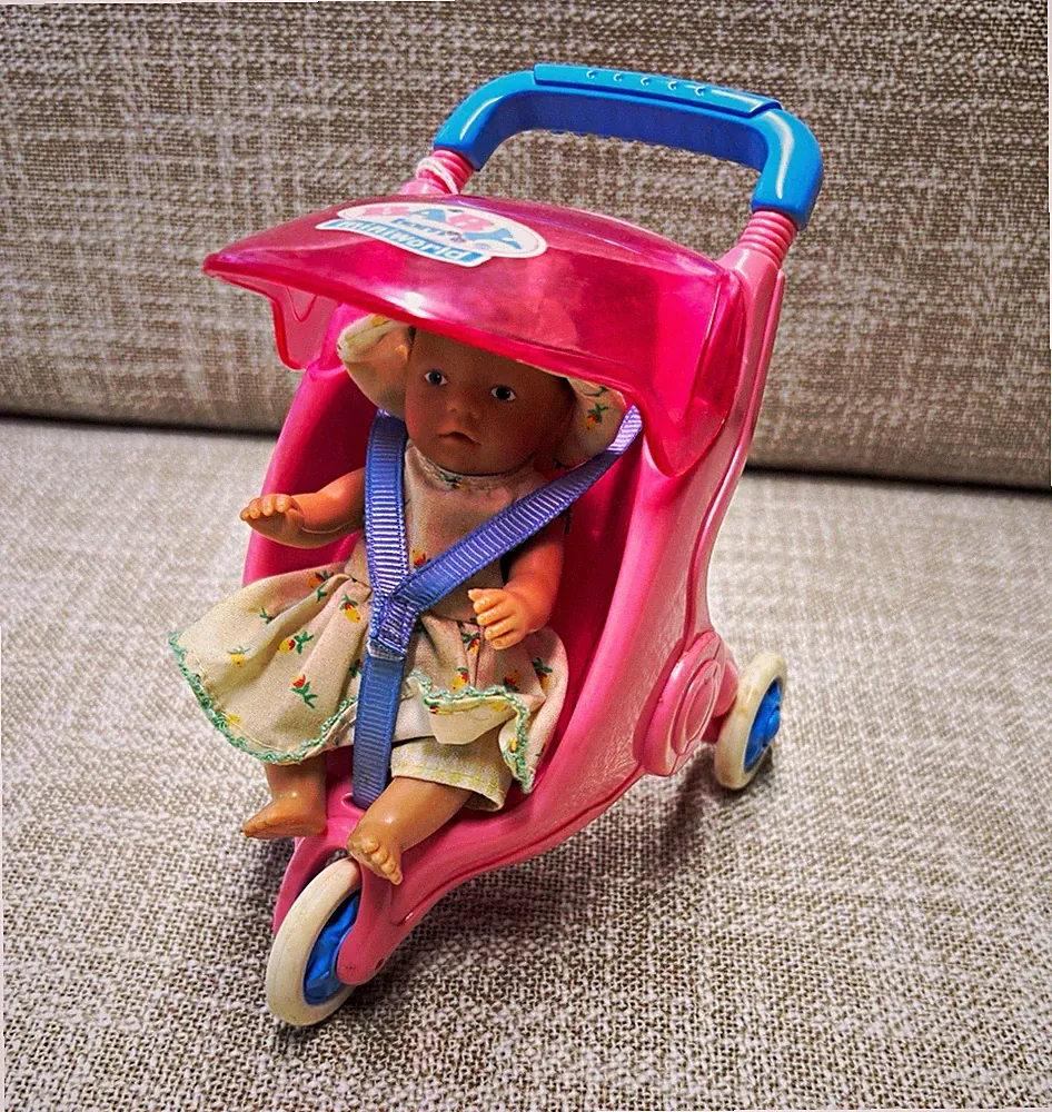 3-rädriger Puppenwagen Buggy für Babypuppe aus Kunststoff rosa/blau Baby Born