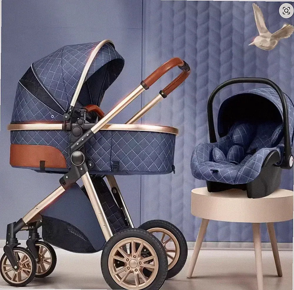 Blaue Kinderwagen