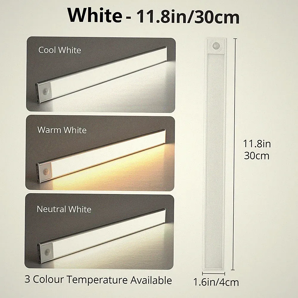 3in1 LED Unterbauleuchte Dimmbar Mit Bewegungsmelder Küche Schranklampe USB AKKU