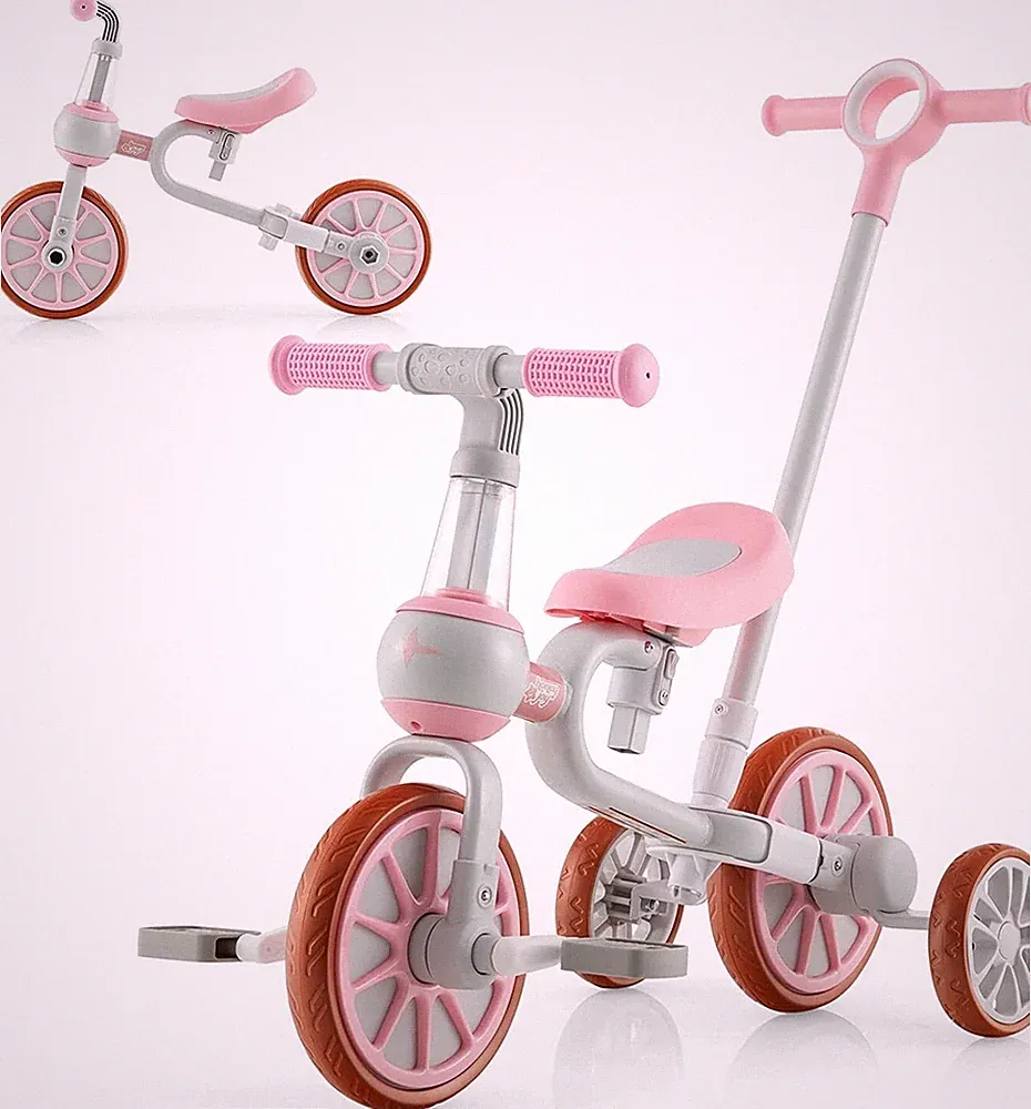 4 in 1 Kinder Dreirad Laufrad Balance Bike verstellbar von 2-4 Jahre Kinderwagen