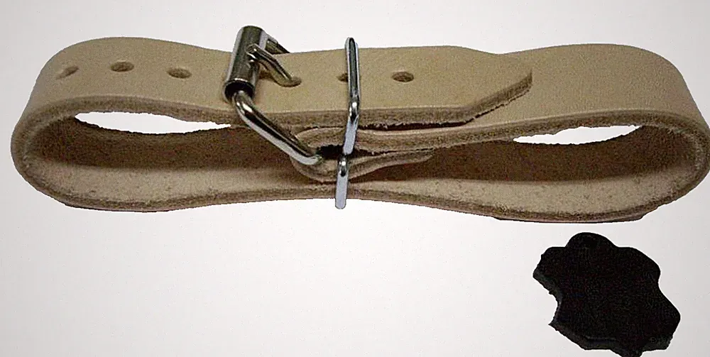 4 Lederriemen natur 24,0 x 2,0 doppelter Metallschlaufe Nostalgie Kinderwagen