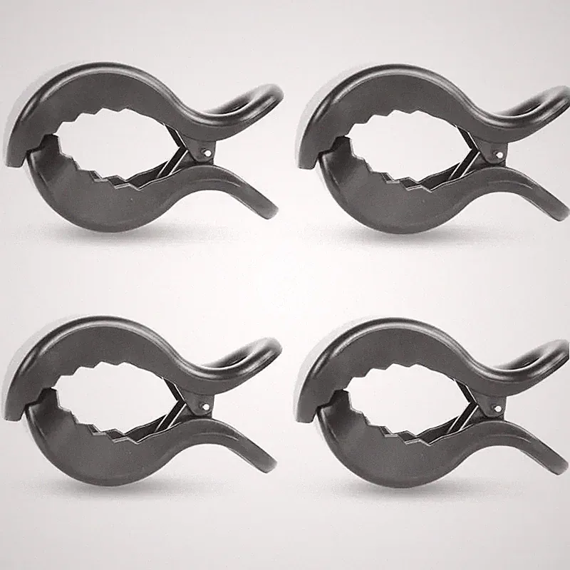 4Pcs Multifunktionale Kinderwagenhaken Clips Dunkelgrau Kunststoff