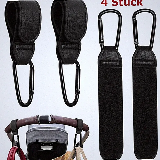 4X Kinderwagen Haken für Taschen Wickeltaschen Universelles Leder Karabinerhaken