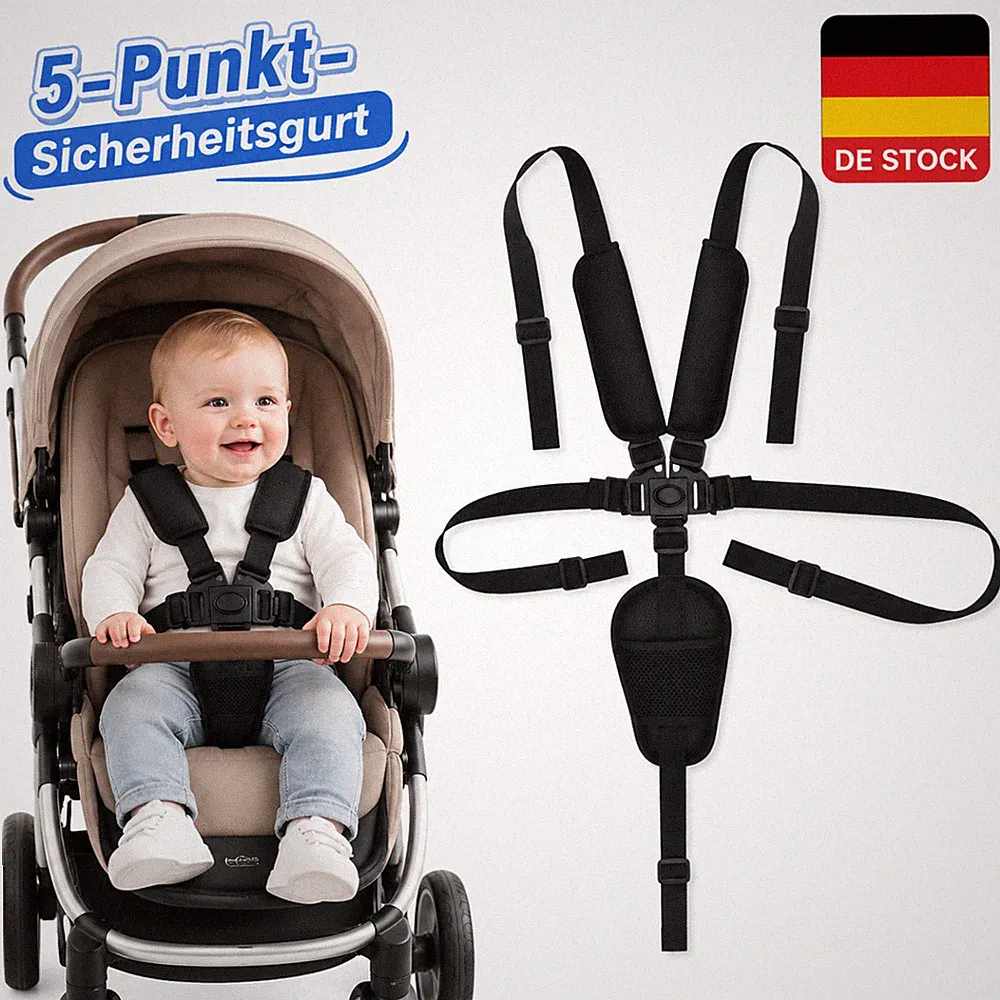 5-Punkt Sicherheitsgurt für Hochstuhl Autositze Kinderwagen mit Schutzpolster