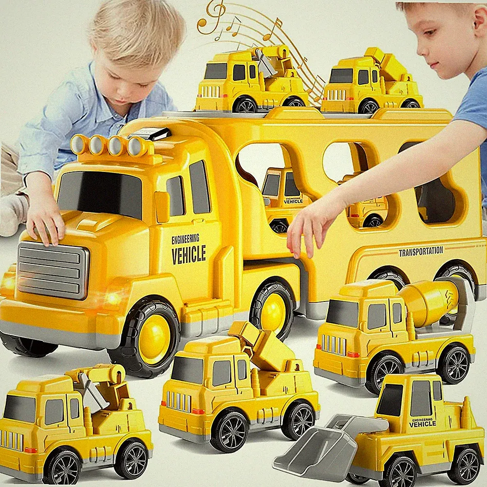 7 in 1- Kinder LKW Spielzeug Transporter Pull Back Auto Spielzeug Kinder Spiele