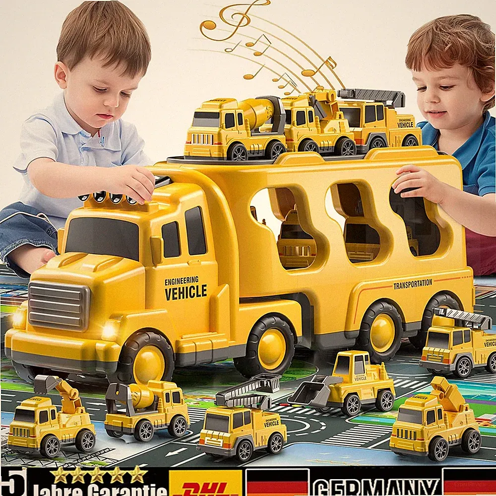 7 in1 Auto Spielzeug Autotransporter LKW für ab 3-5 Jahren Kinder Jungen Mädchen