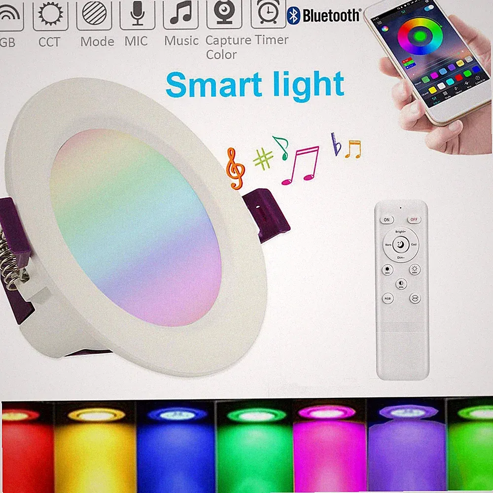 9W LED Einbaustrahler RGB+WW+CW Bluetooth Einbauleuchte Decke Dimmbar Spot 230V