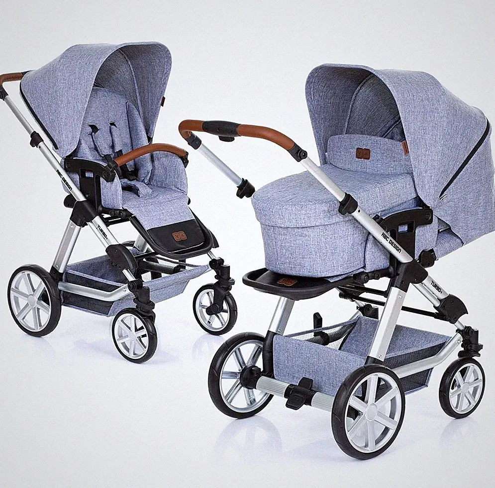 ABC Design Turbo 4 Kombikinderwagen & Sportwagen grau mit Babywanne, Adapter