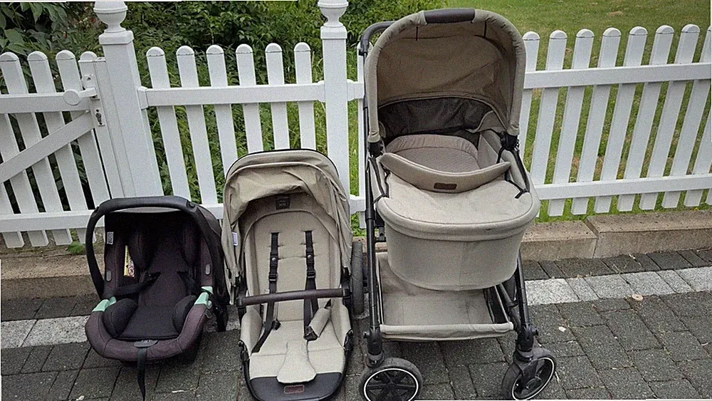 ABC Design Vicon 4 Kombikinderwagen-Set Beige mit Babywanne & Babyschale
