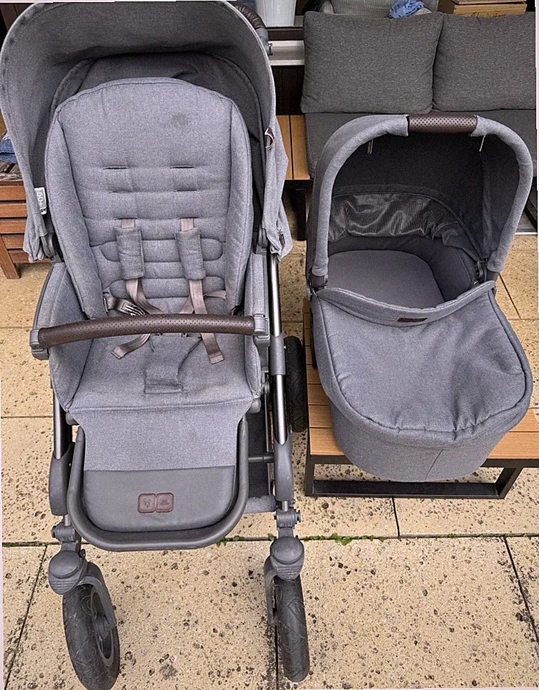 ABC Design Viper 4 Kombikinderwagen/Sportwagen mit Babywanne grau mit Zubehör