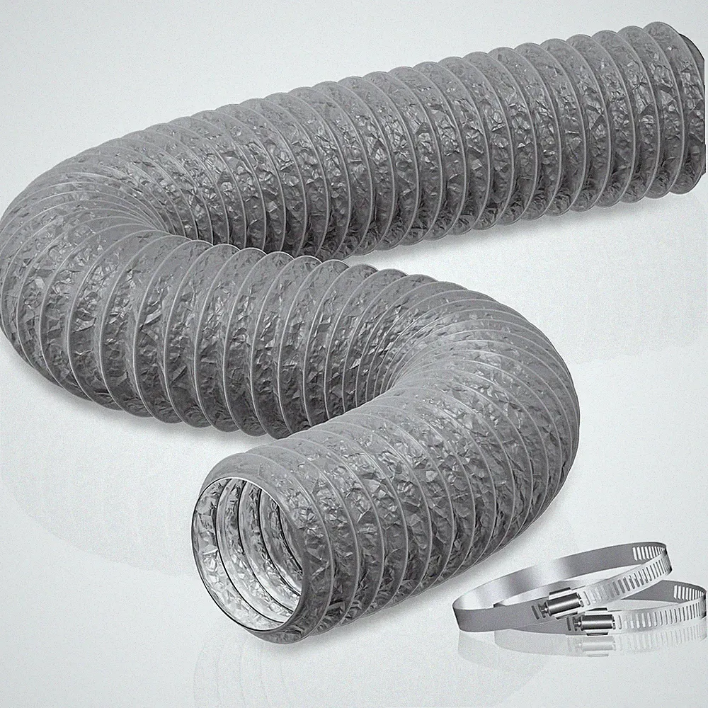 Abluftschlauch 5m Flexibel PVC Alu Schallgedämmt Grau