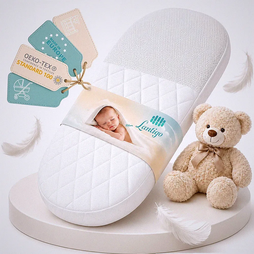 AERO Babymatratze Oval 2-seitig atmungsaktiv Stubenwagen Kinderwagen Wiege, EU