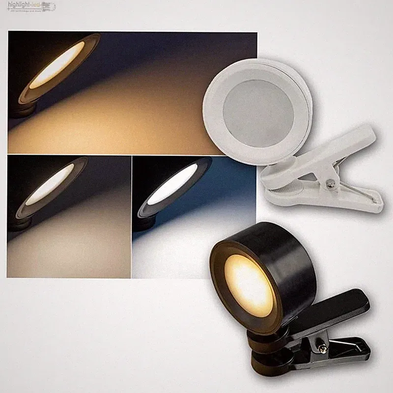 Akku Clip-Leuchte LED dimmbar & 3 Lichtfarben CCT, Klemmhalterung flexiebel