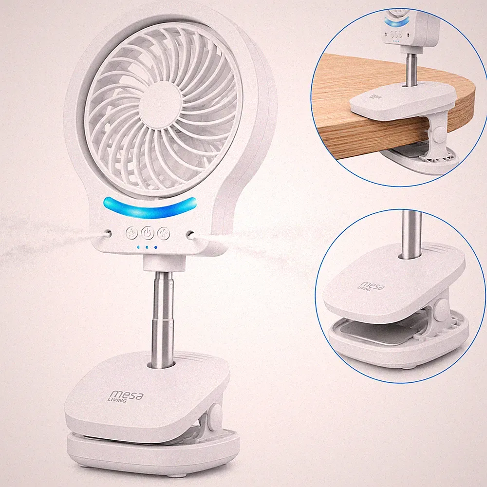 Akku Nebelventilator 3-in-1 USB Tischventilator Clip Ventilator Sprühnebel LED✅