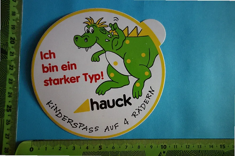 Alter Aufkleber Kinderwagen Hochstuhl HAUCK Ich bin ein starker Typ!