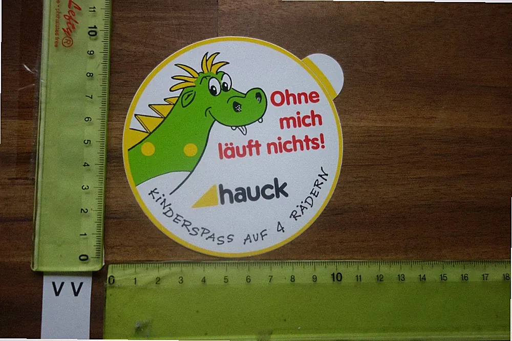 Alter Aufkleber Kinderwagen Hochstuhl HAUCK Spruch ohne mich
