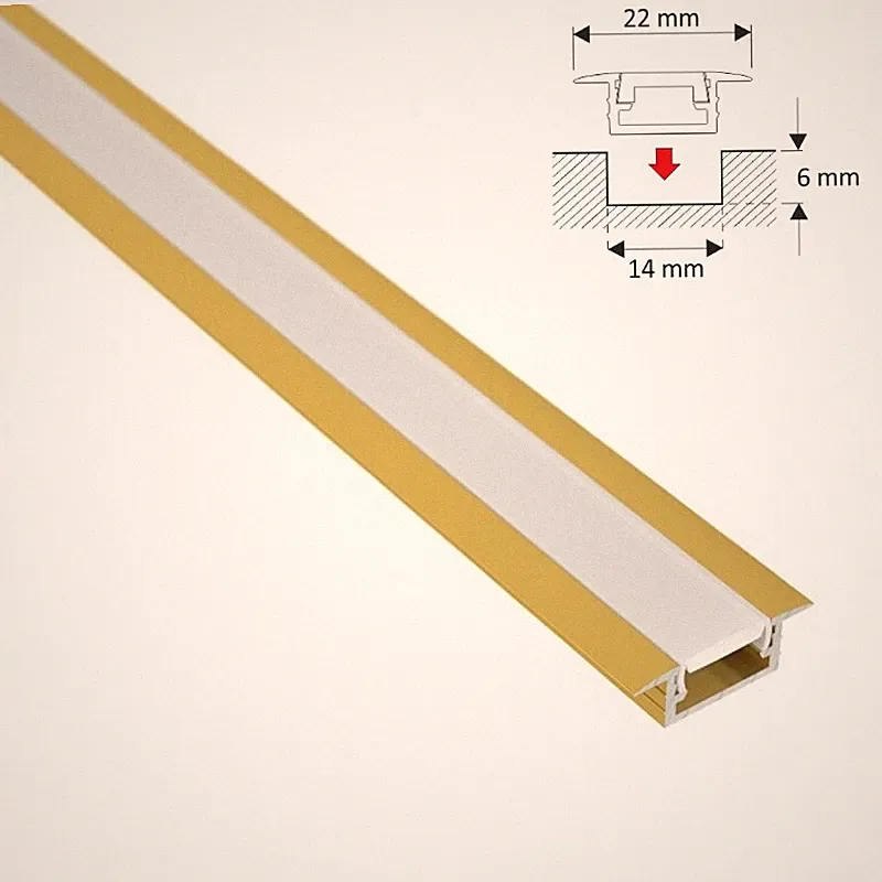 ALU Profil | Leiste | Einbau Schiene FUGE in gold für LED Streifen + Abdeckung