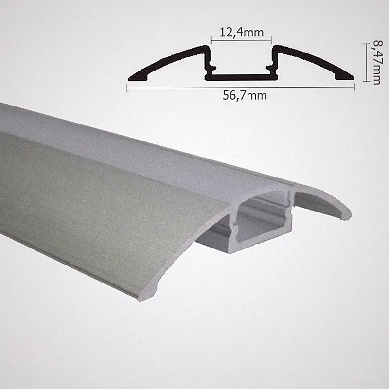 ALU Profil | Leiste | Schiene AUFBAU-Flach Aluminium abgerundet + Abdeckung