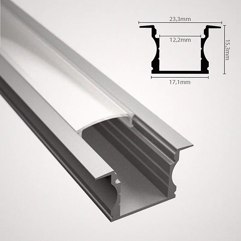 ALU Profil | Leiste | Schiene EINBAU-H für LED Streifen + Klick Abdeckung