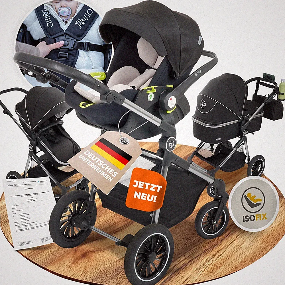 Amor Baby Primus 3-in-1 Kinderwagen – Isofix Babyschale, Buggy und mehr