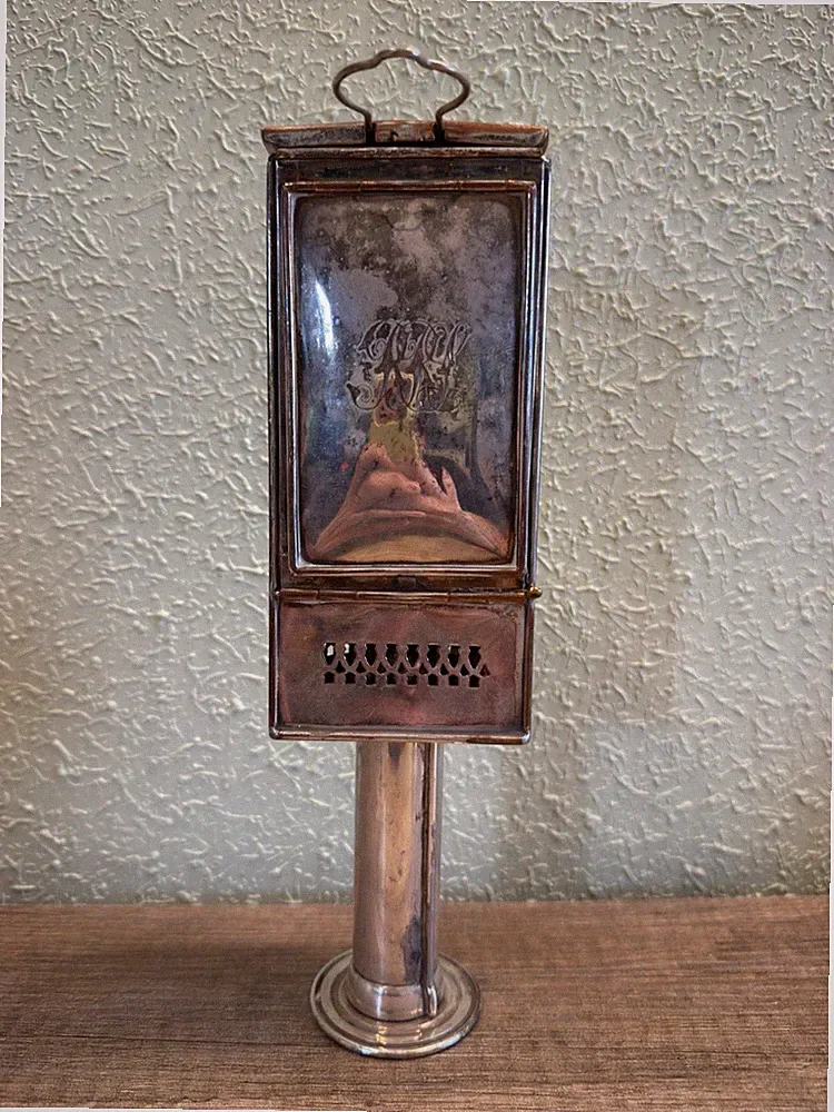 Antike französische Masson 4034 Déposé Teleskop Kutsche Kerzenlampe 19. Jh.