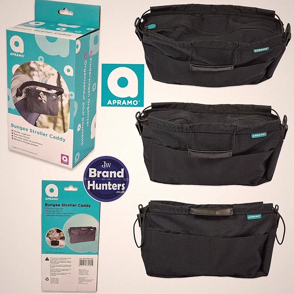 Apramo Bungee Kinderwagen-Organizer Schwarz Buggy Kinderwagen Reise Tasche