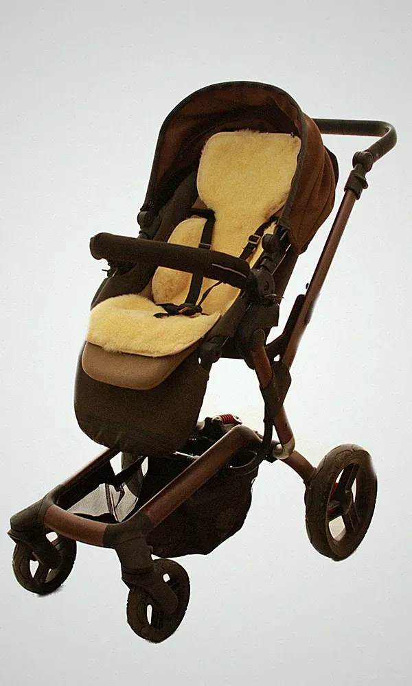 Atmungsaktive Lammfell Einlage für Kinderwagen / Kindersitz Natur Sonder Größe