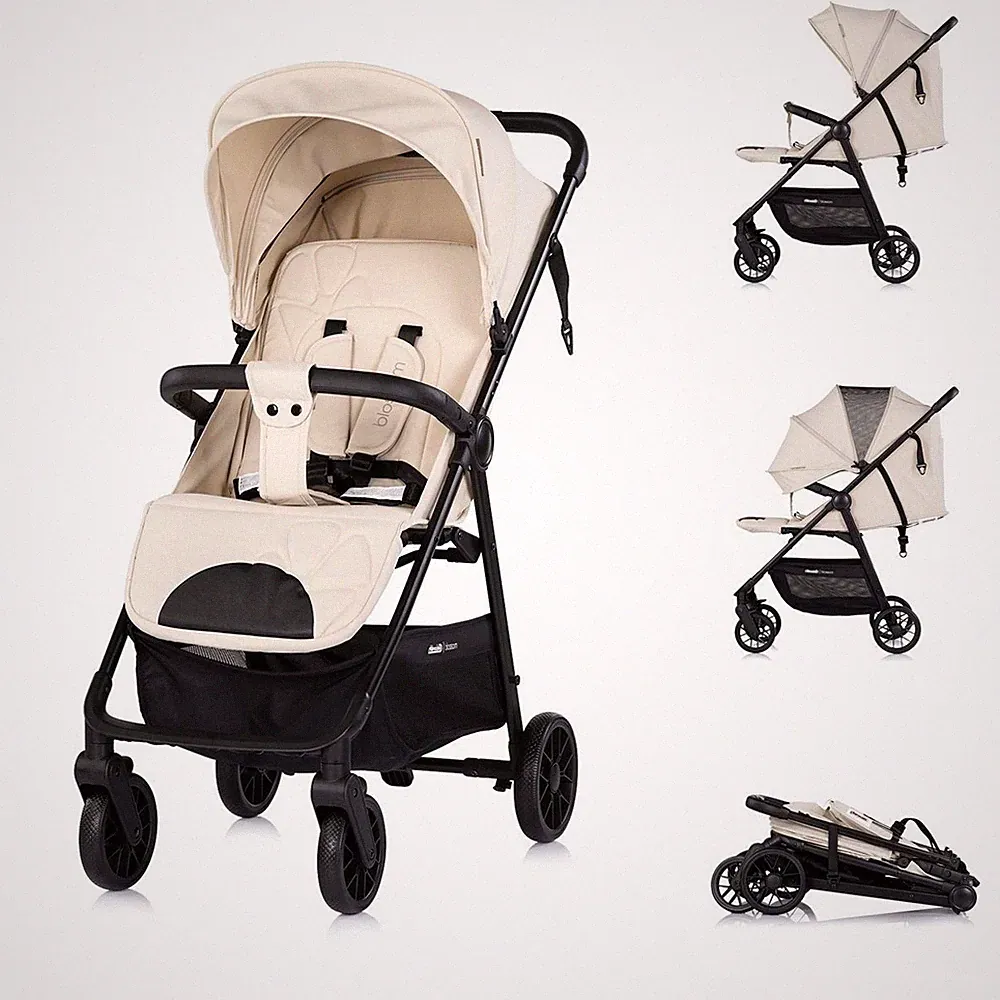 B-Ware Chipolino Kinderwagen Blossom Stoßdämpfer verstellbare Rückenlehne beige