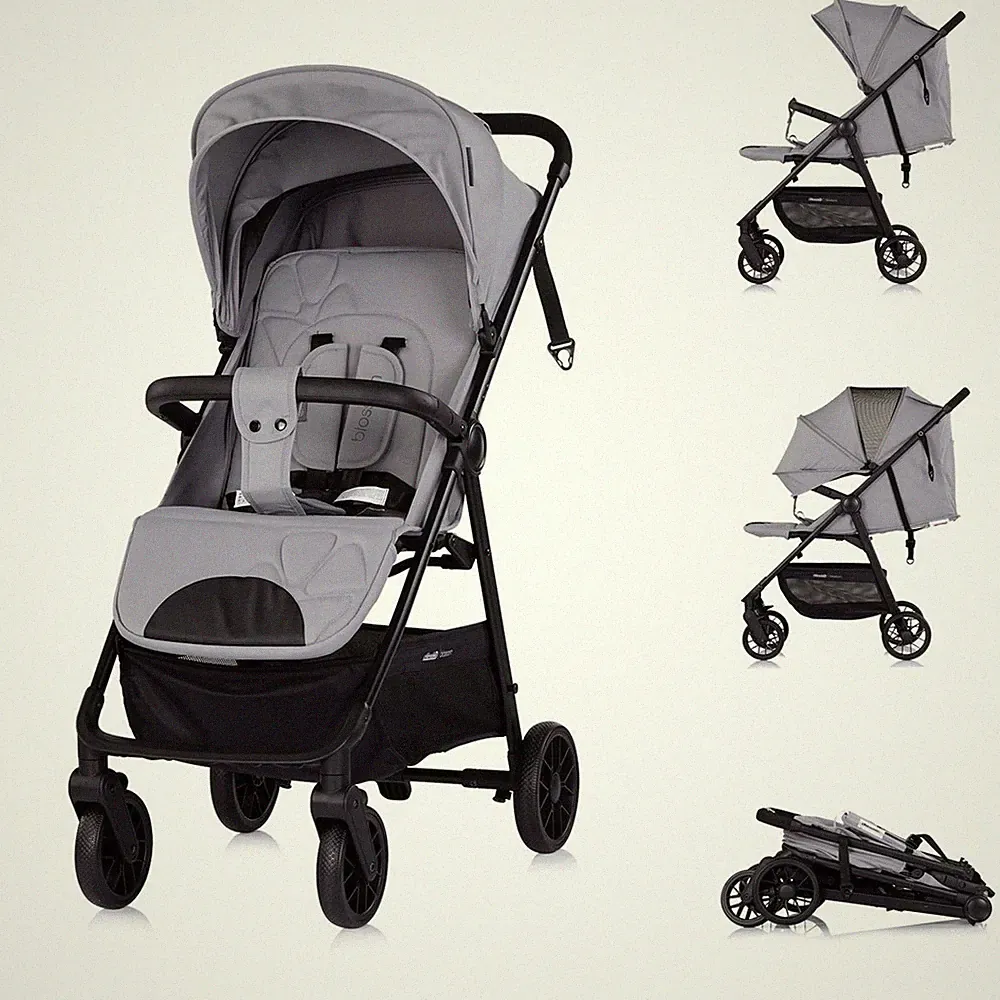 B-Ware Chipolino Kinderwagen Blossom Stoßdämpfer verstellbare Rückenlehne grau