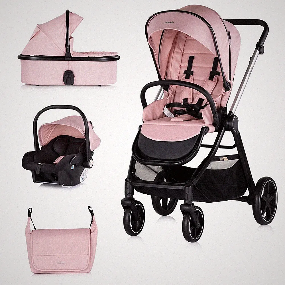 B-Ware Chipolino Kombikinderwagen 3 in1 Marbella i-Size Babyschale rosa